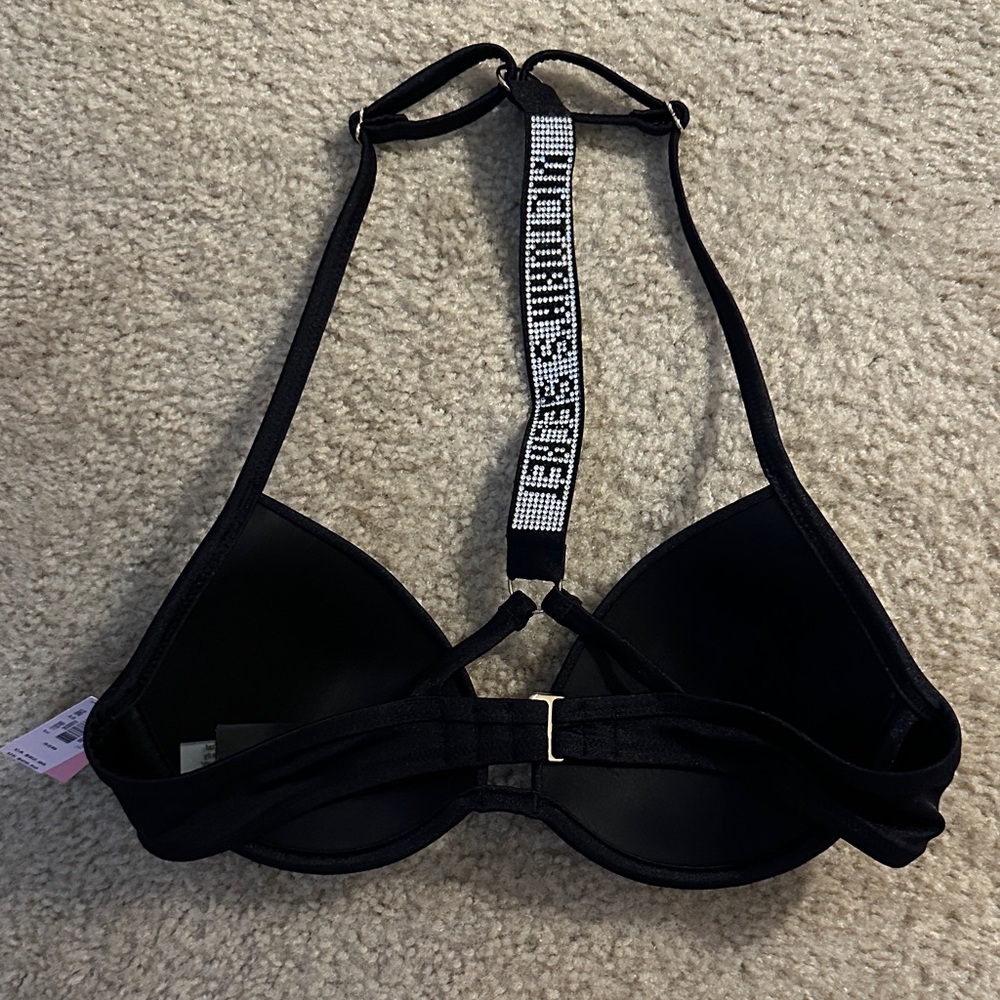 Victoria's Secret Shine Black Halter Bikini Top